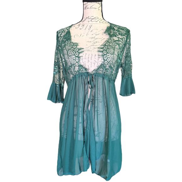AvidLove Green Stretch Lace Lingerie Pajama Size Large - Picture 3 of 3